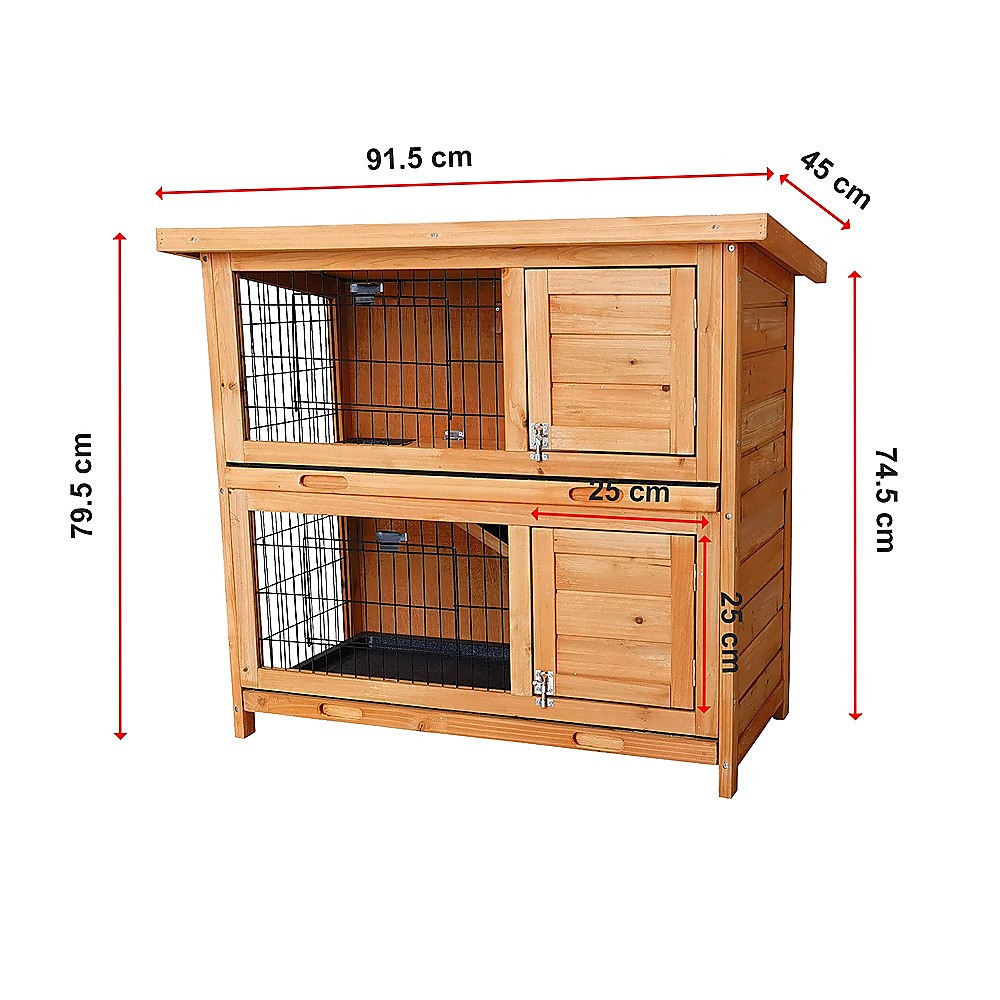 Large Rabbit Hutch with Base - Chicken Coop 2-Storey Guinea Pig Pet Cage House