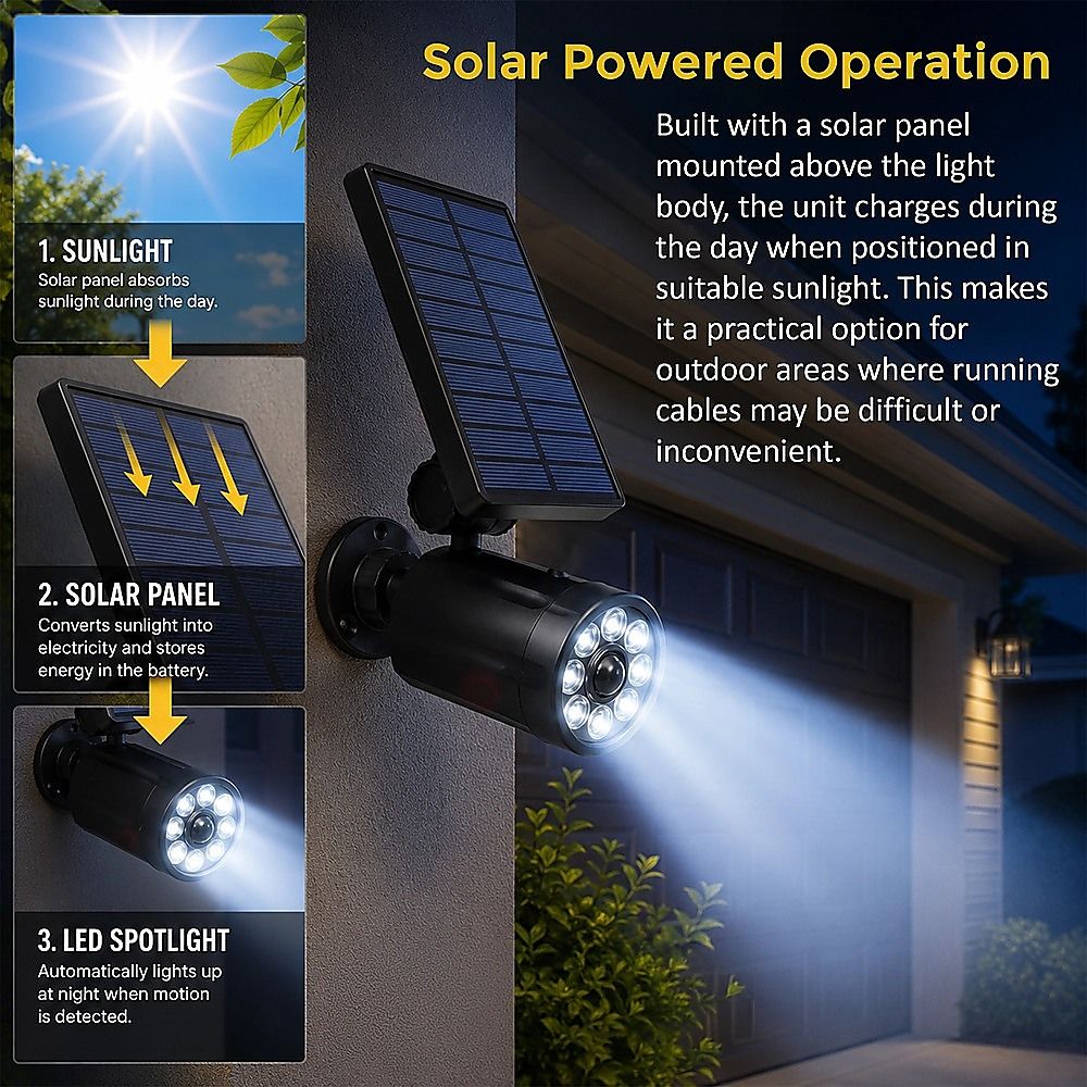 Solar LED Spotlight - Motion Activated Security Light