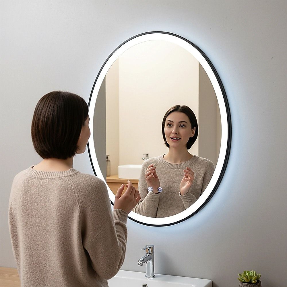 Oval Mirror LED Anti-Fog Illuminated Bathroom Living Room