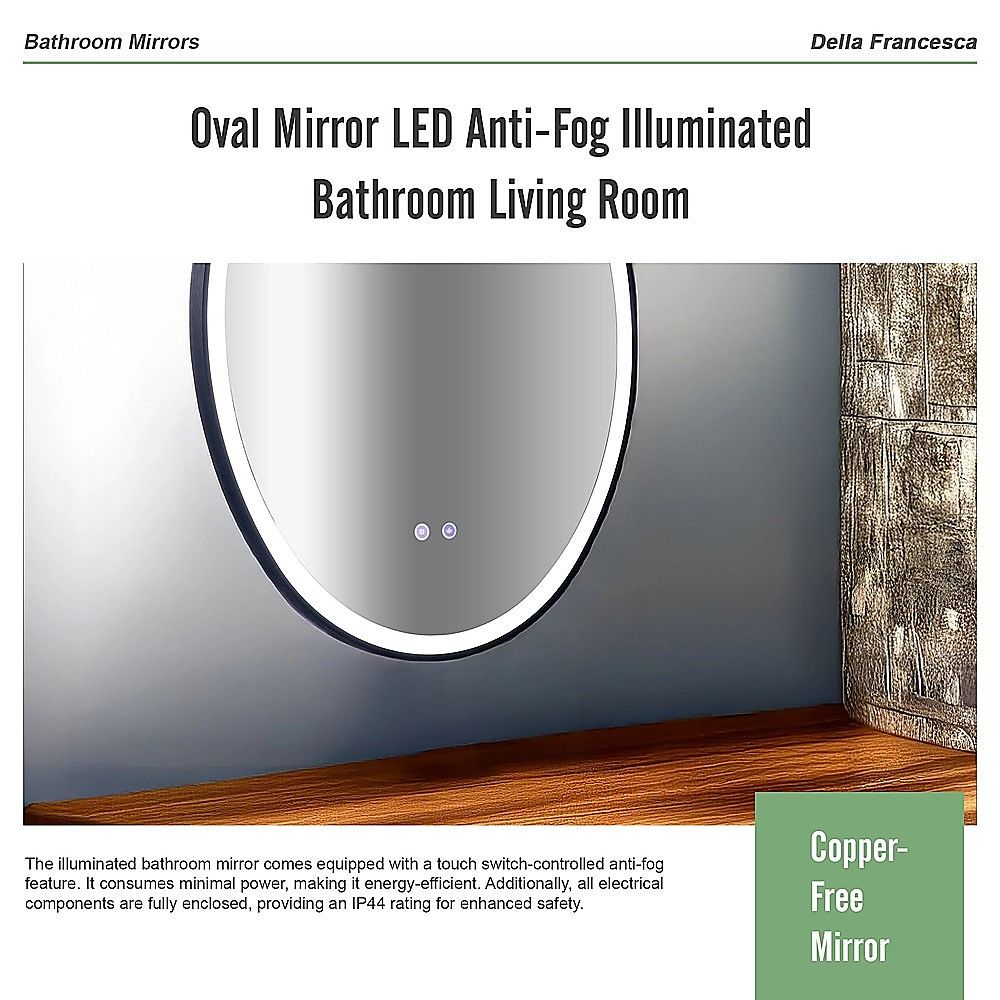 Oval Mirror LED Anti-Fog Illuminated Bathroom Living Room