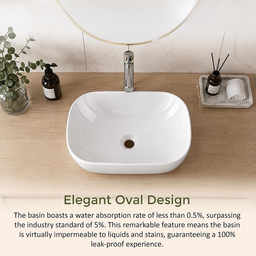 Bathroom Basin Vanity Sink Ceramic Oval Above Counter Top Mount Bowl