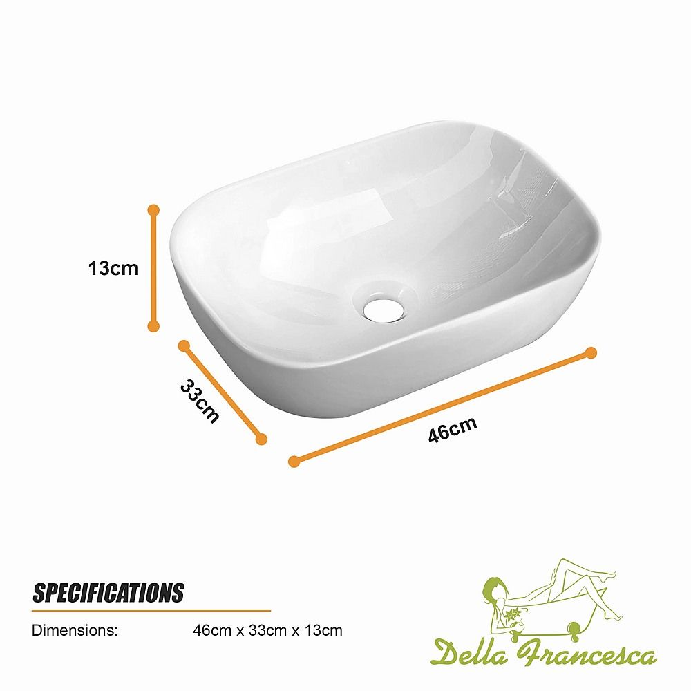 Bathroom Basin Vanity Sink Ceramic Oval Above Counter Top Mount Bowl