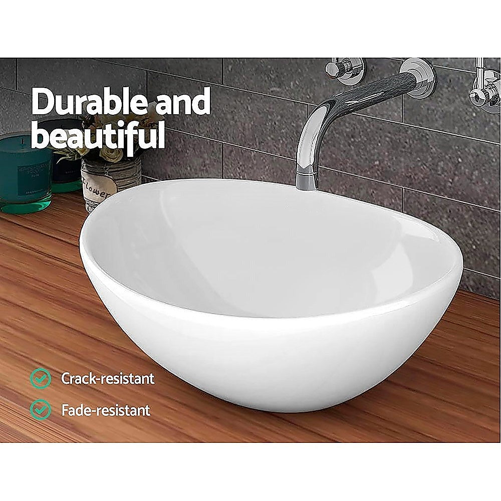 Ceramic Bathroom Basin Vanity Sink Oval Above Counter Top Mount Bowl