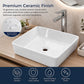 Bathroom Basin Vanity Sink Ceramic Square Above Counter Top Mount Bowl