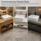 Bathroom Basin Vanity Sink Ceramic Square Above Counter Top Mount Bowl