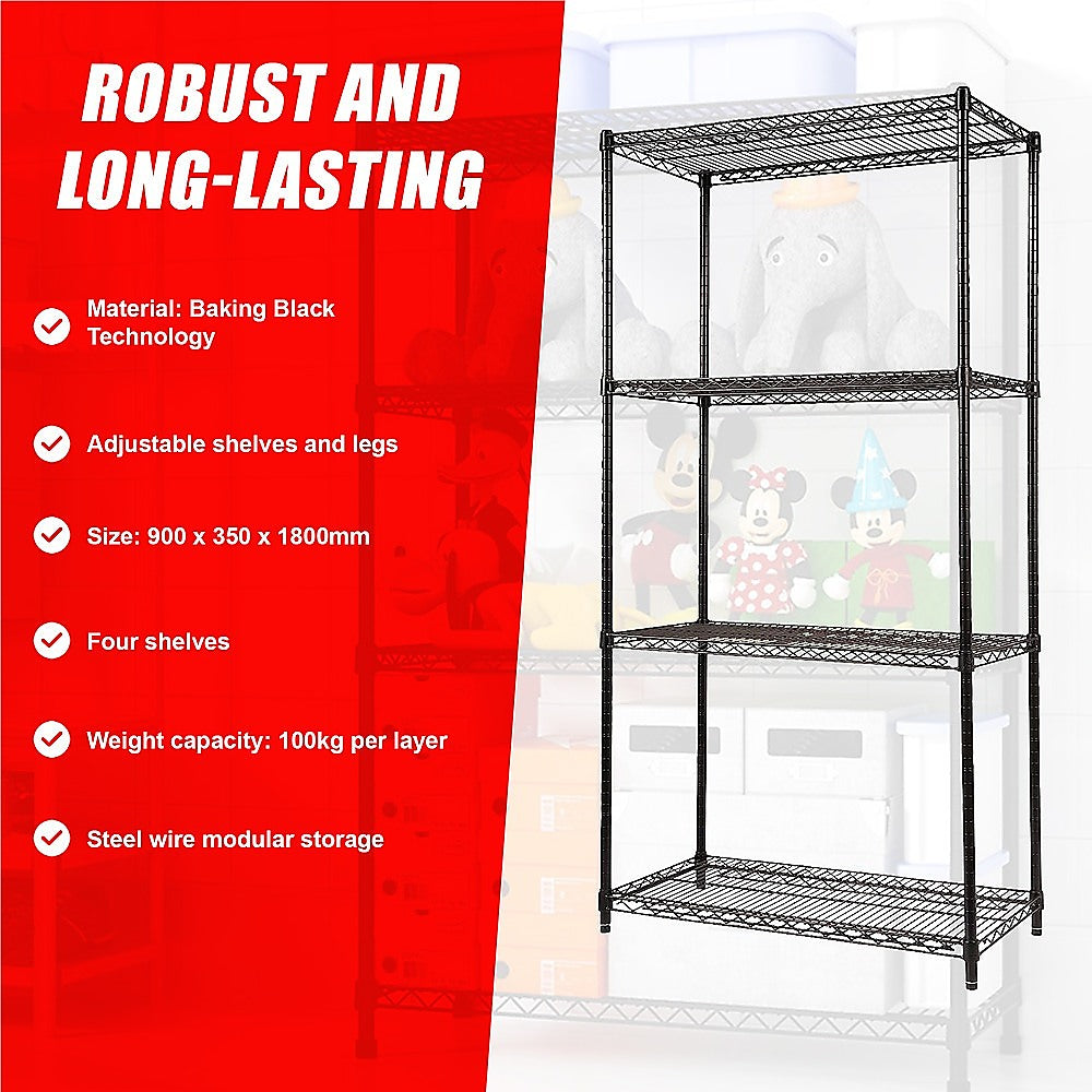 Modular Wire Storage Shelf 900 x 350 x 1800mm Steel Shelving