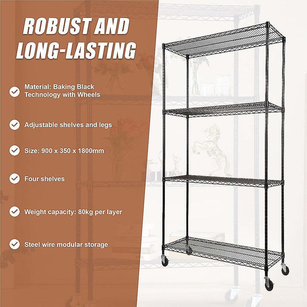 Modular Wire Storage Shelf 900 x 350 x 1800mm Steel Shelving