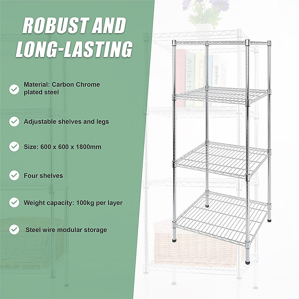 Modular Wire Storage Shelf 600 x 600 x 1800mm Steel Shelving