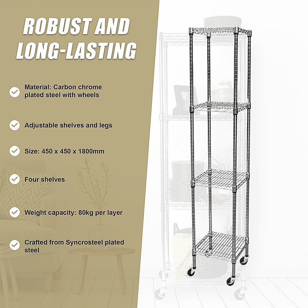 Modular Wire Storage Shelf 450 x 450 x 1800mm Steel Shelving