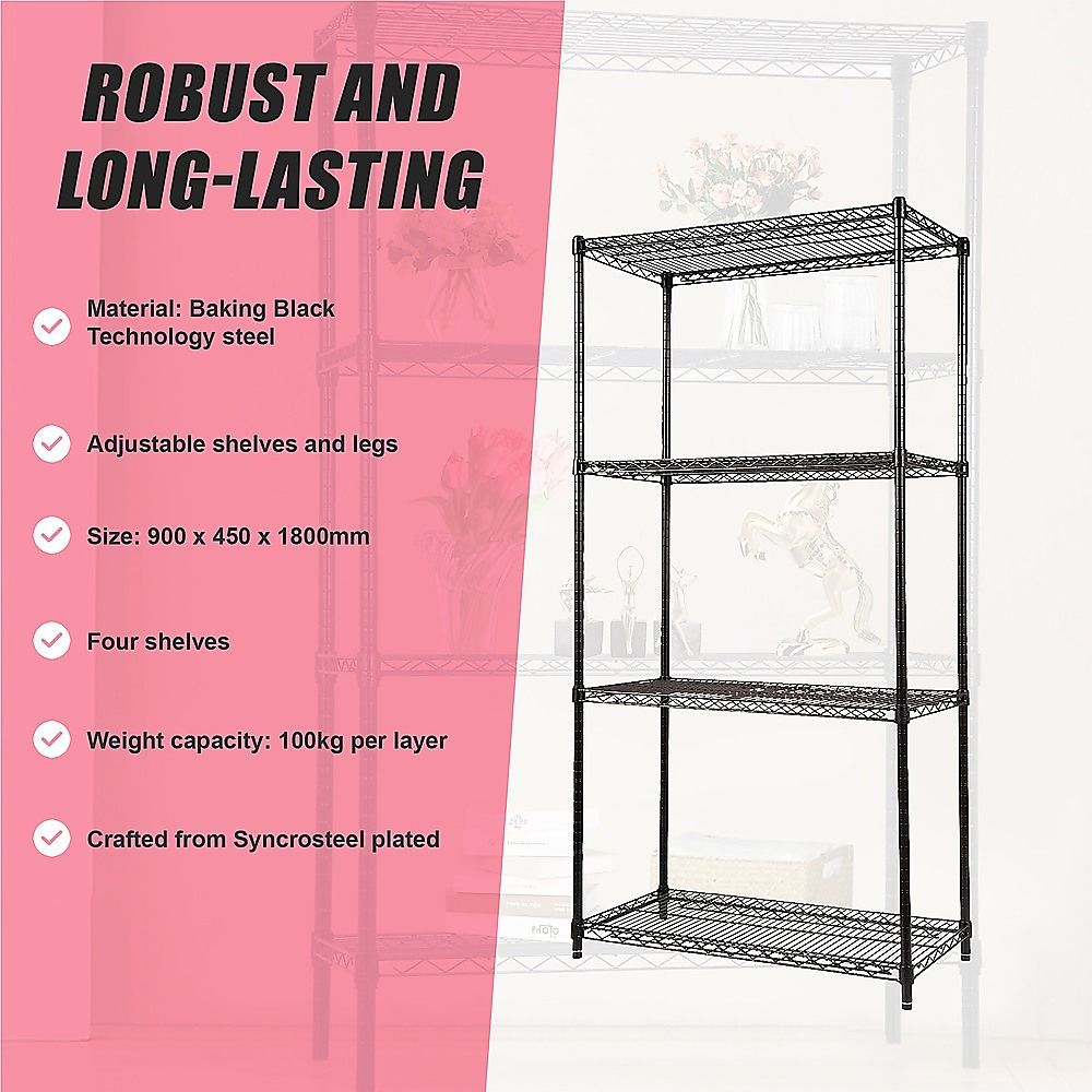 Modular Wire Storage Shelf 900x450x1800mm Steel Shelving