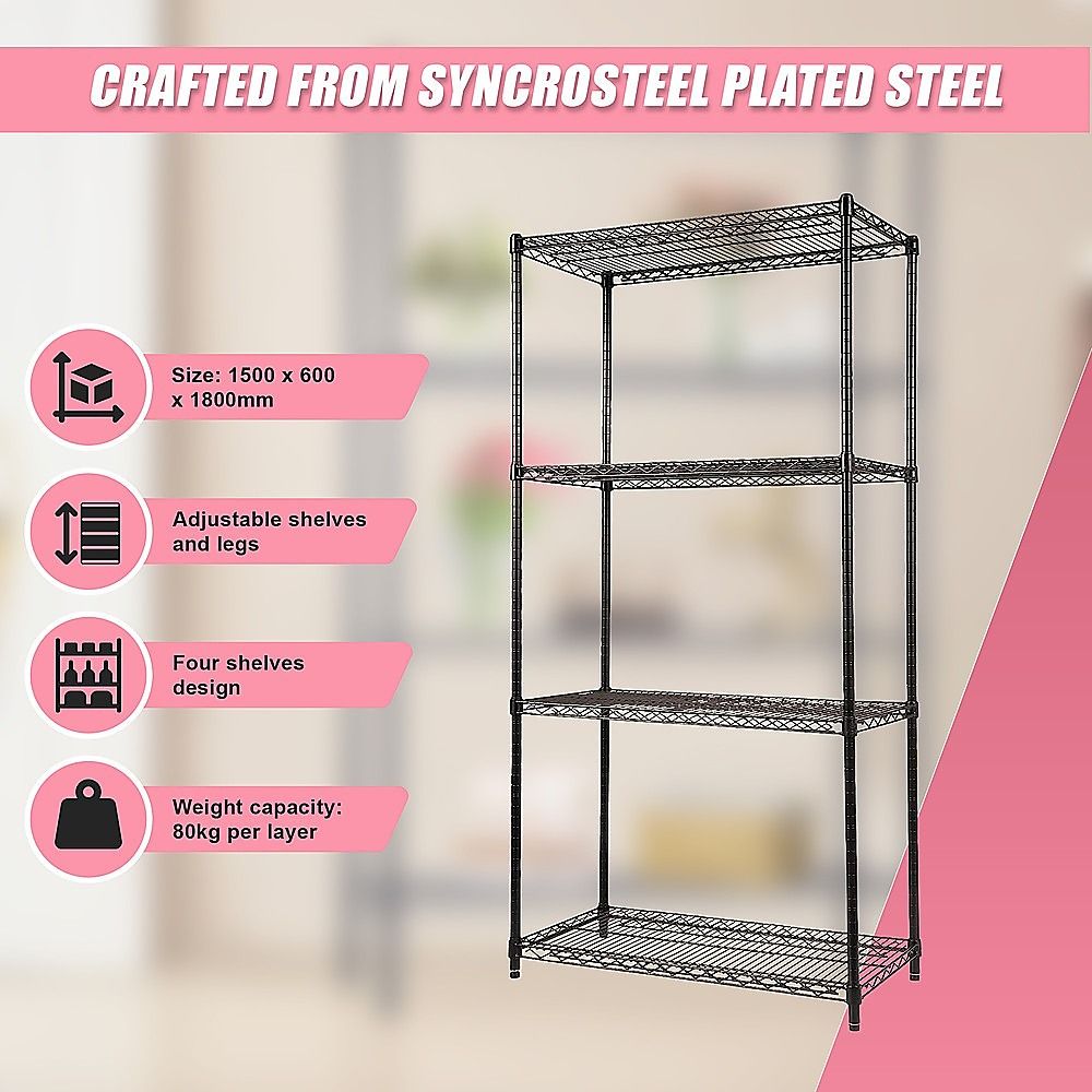 Modular Wire Storage Shelf 900x450x1800mm Steel Shelving