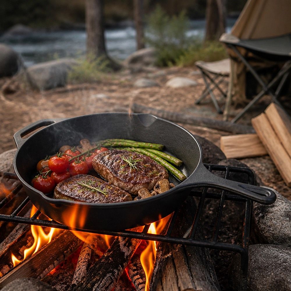 Frying Pan Non-Stick Cast Iron Steak Skillet Round BBQ Grill Cookware - 30cm
