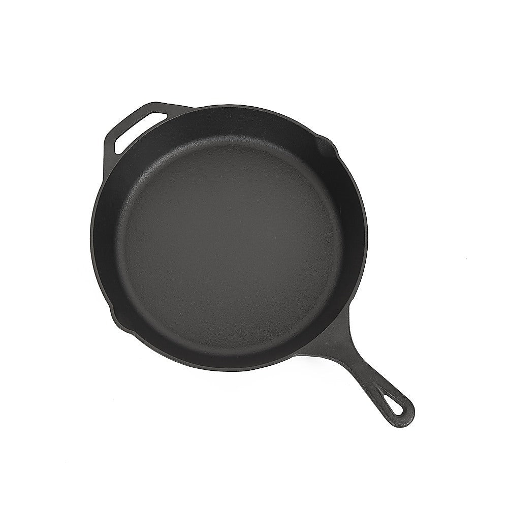 Non-stick Frying Pan Cast Iron Steak Skillet Round BBQ Grill Cookware 30cm