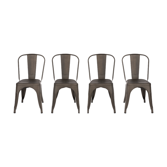 4x Kitchen Dining Chairs Stackable Vintage Metal Chair Backrest Side Chair