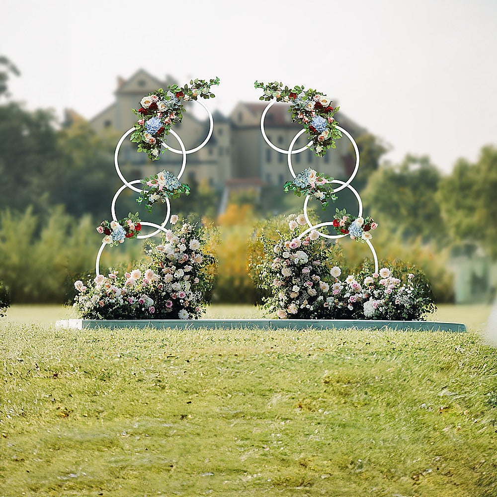 Wedding Arch 2pcs Round Backdrop Rings Loops Flower Balloon Lawn Row Stand