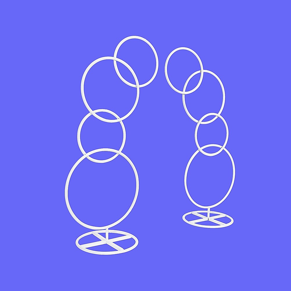 Wedding Arch 2pcs Round Backdrop Rings Loops Flower Balloon Lawn Row Stand