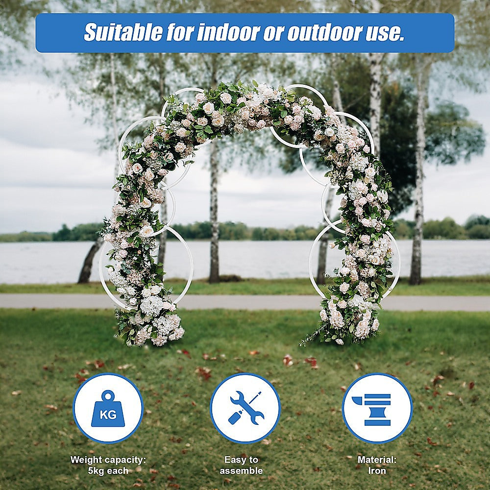 Wedding Arch 2pcs Round Backdrop Rings Loops Flower Balloon Lawn Row Stand