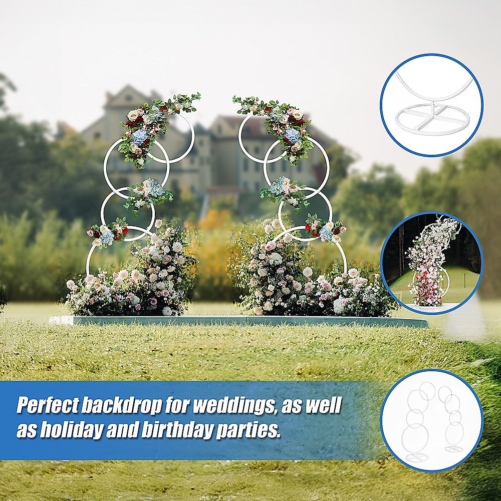Wedding Arch 2pcs Round Backdrop Rings Loops Flower Balloon Lawn Row Stand