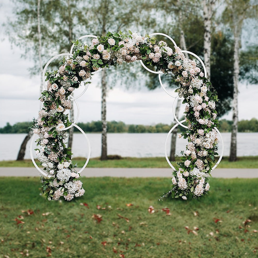 Wedding Arch 2pcs Round Backdrop Rings Loops Flower Balloon Lawn Row Stand