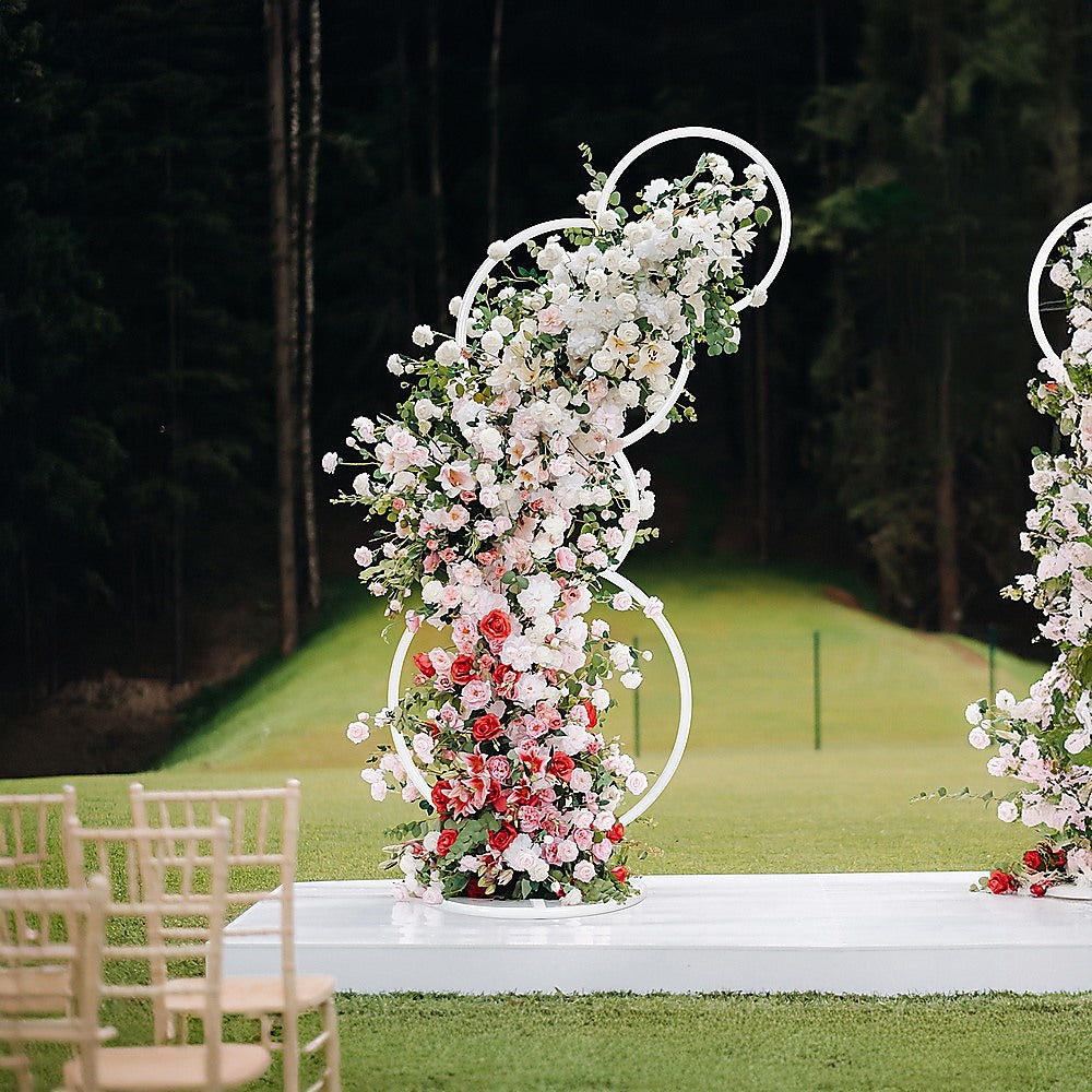 Wedding Arch 2pcs Round Backdrop Rings Loops Flower Balloon Lawn Row Stand