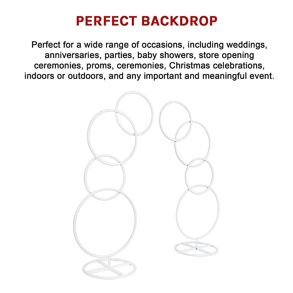 Wedding Arch 2pcs Round Backdrop Rings Loops Flower Balloon Lawn Row Stand