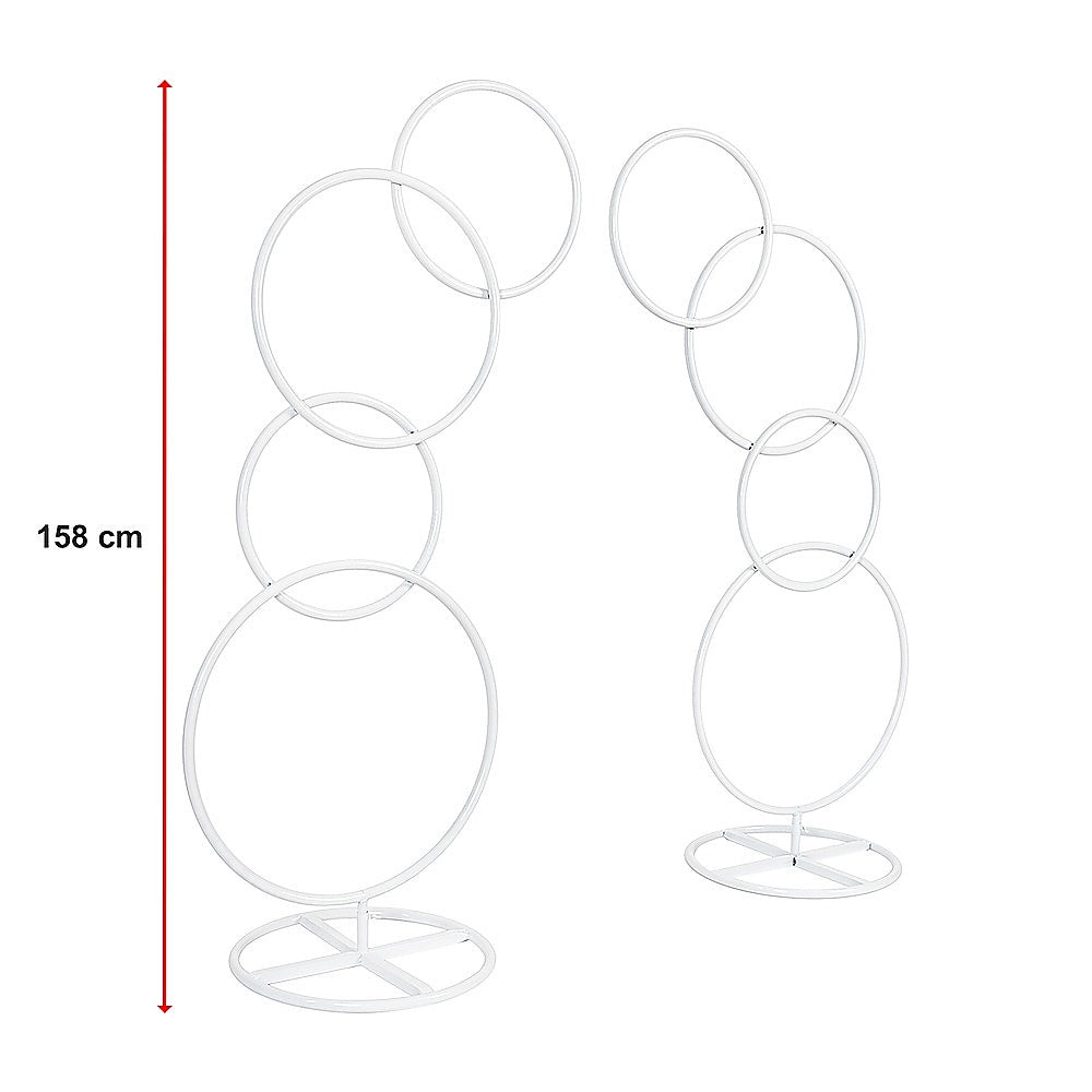 Wedding Arch 2pcs Round Backdrop Rings Loops Flower Balloon Lawn Row Stand