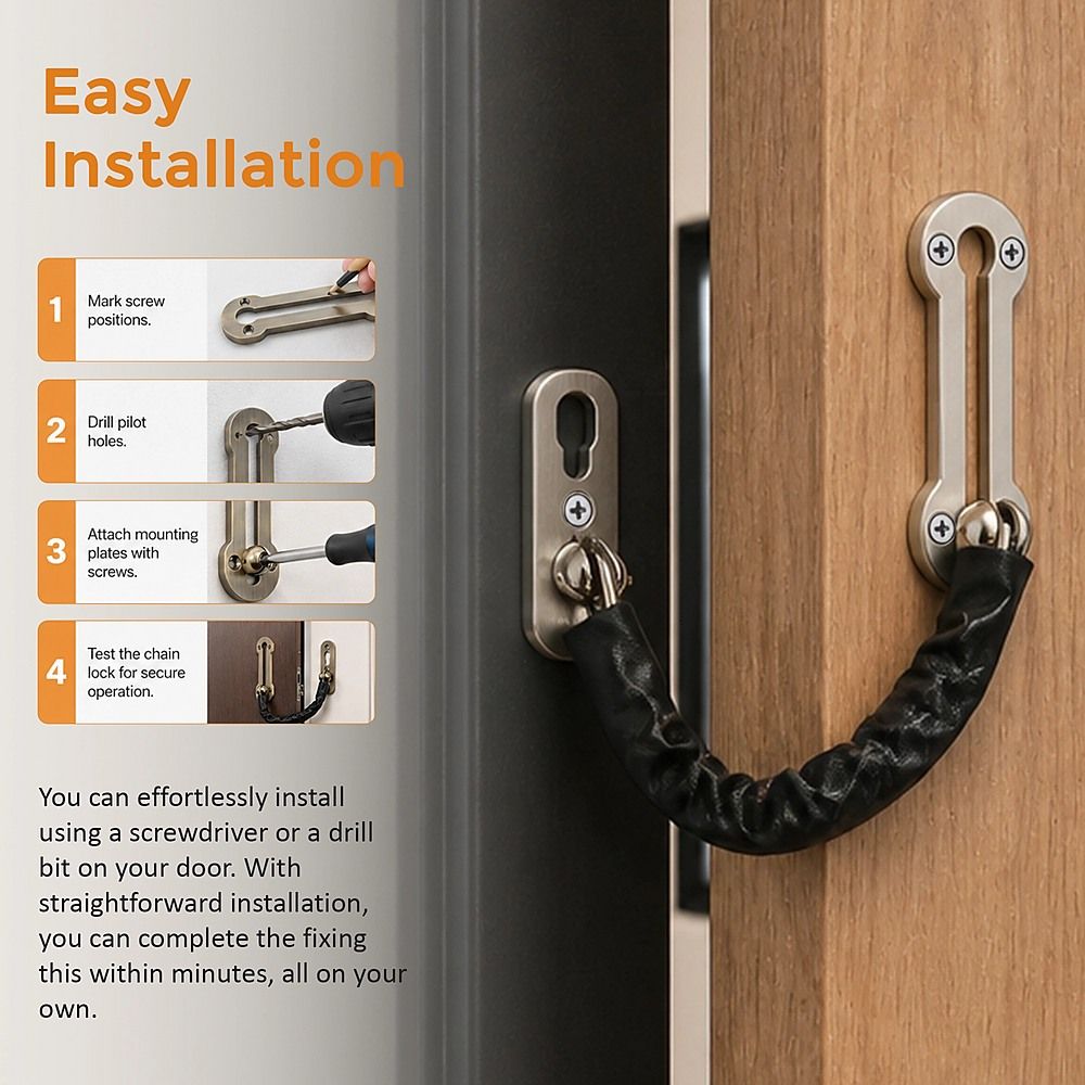 Door Chain Lock Anti-Theft Security Guard Bolt Latch