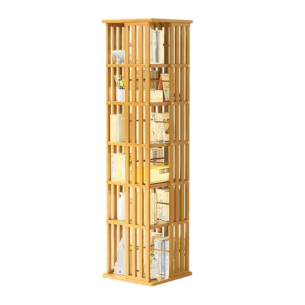 Bookshelf Bamboo 360 Rotating Storage Display Rack Wood