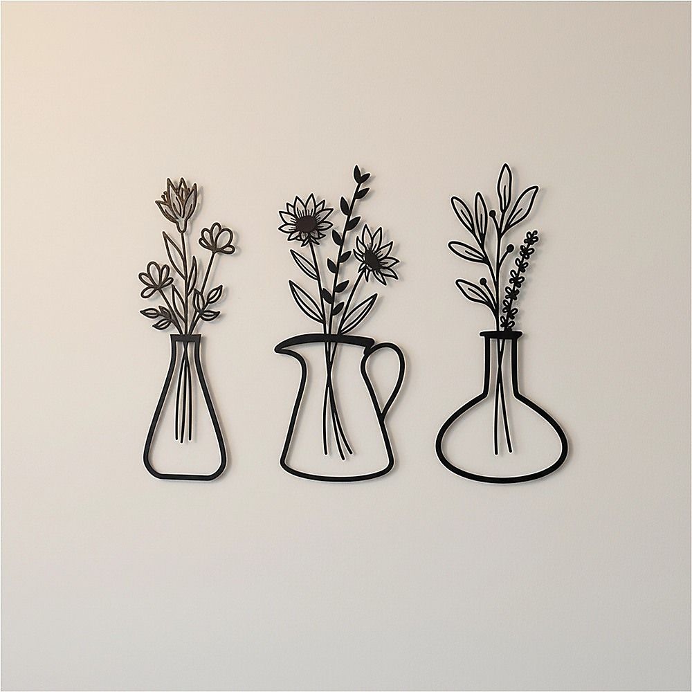 Metal Iron Flower Vase Wall Art Decoration