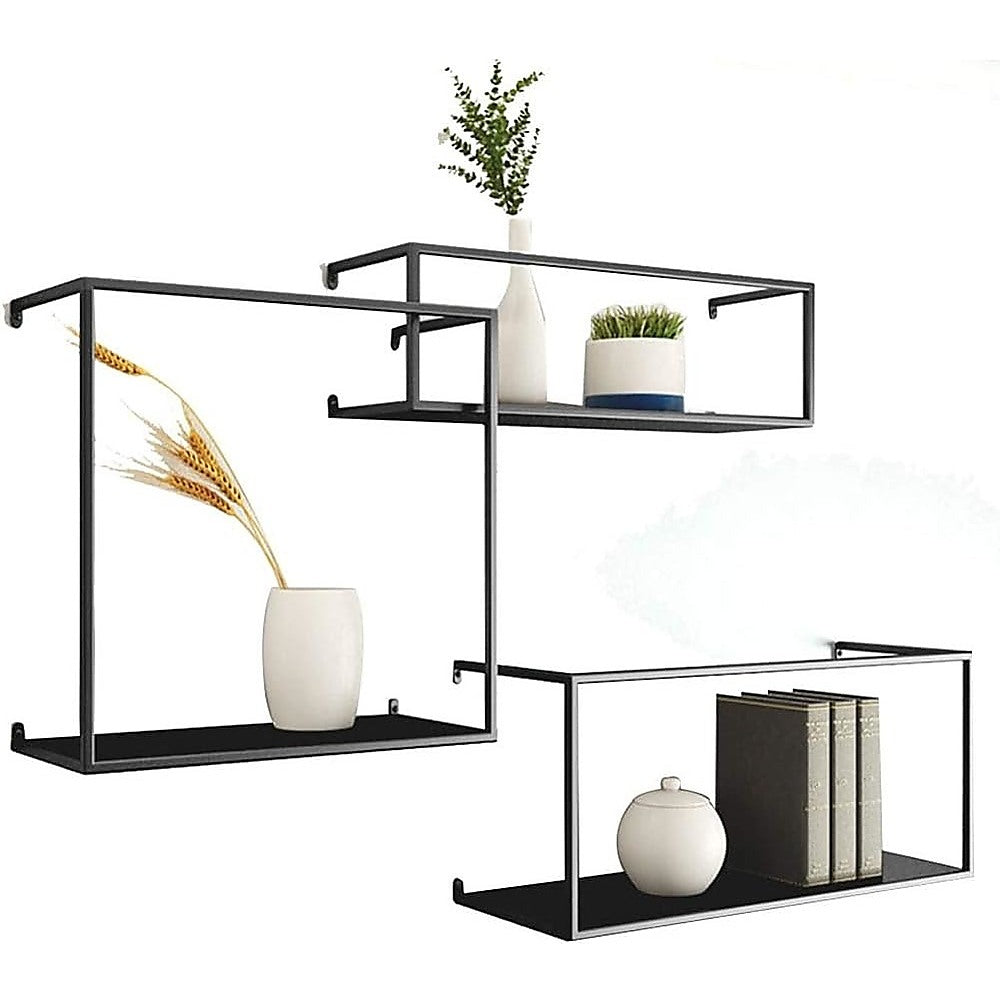 Floating Shelves Retro Industrial Ledge Black Metal Display Stand