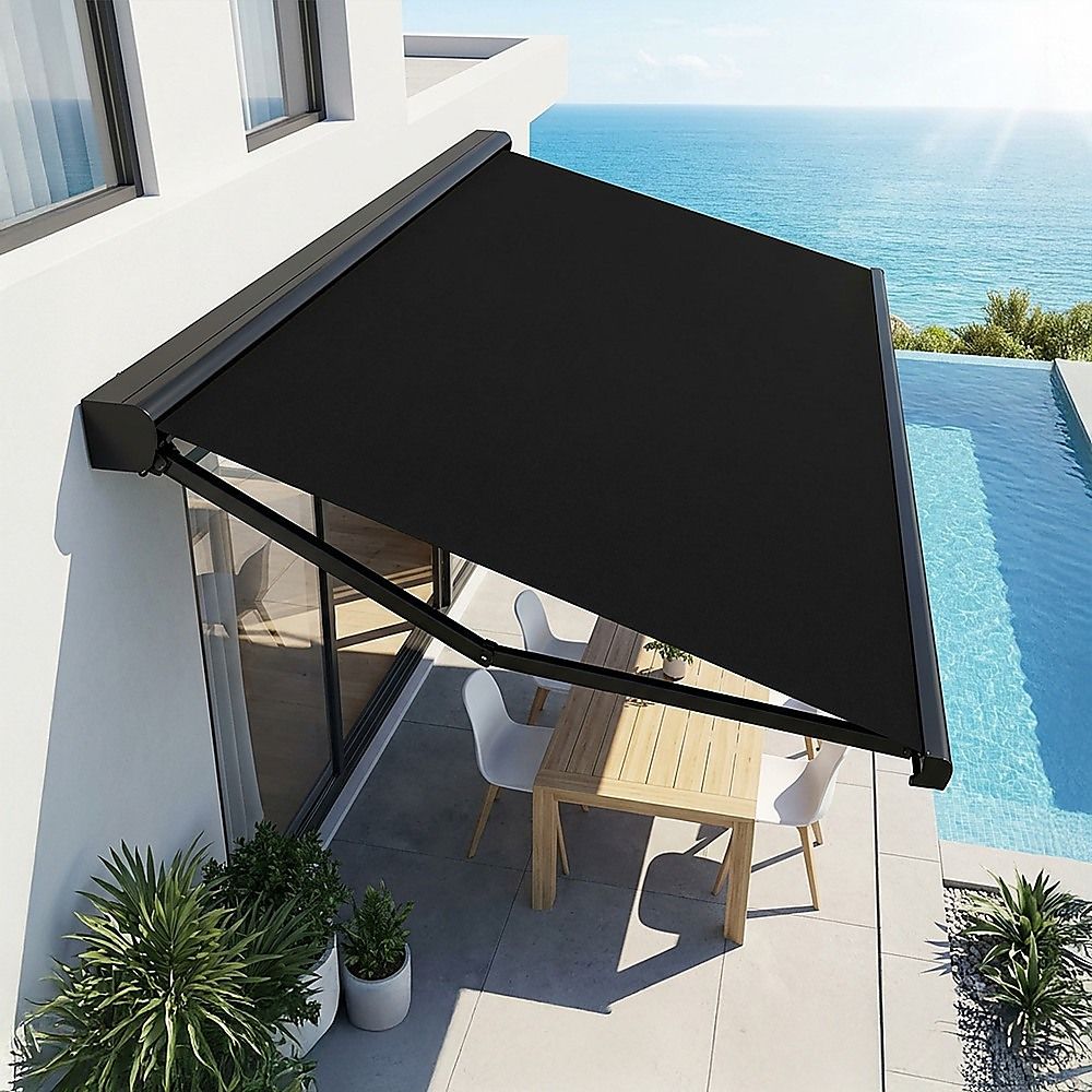 Folding Arm Awning 5.5m x 3.0m Retractable Heavy Duty Full Cassette Motorised