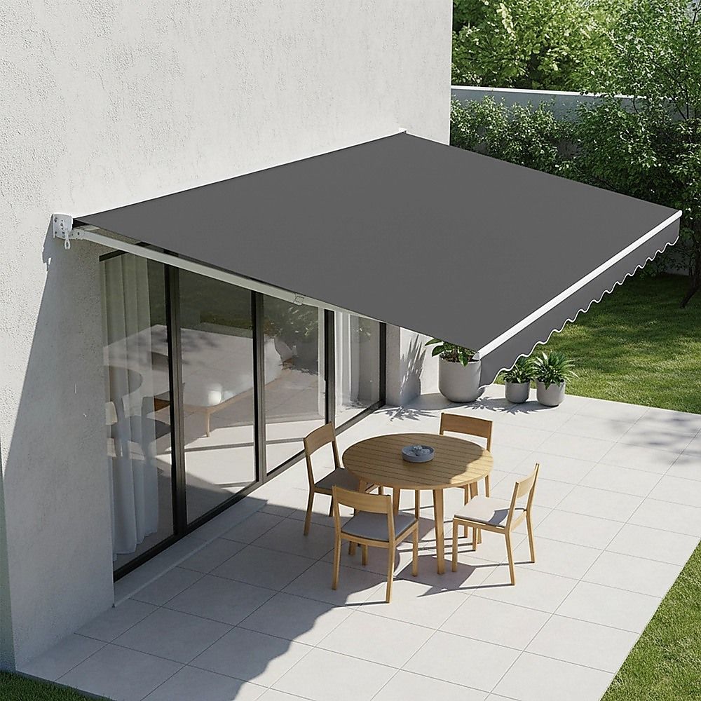 Outdoor Awning Folding Arm Retractable Sunshade Canopy 3.0m x 2.5m Grey