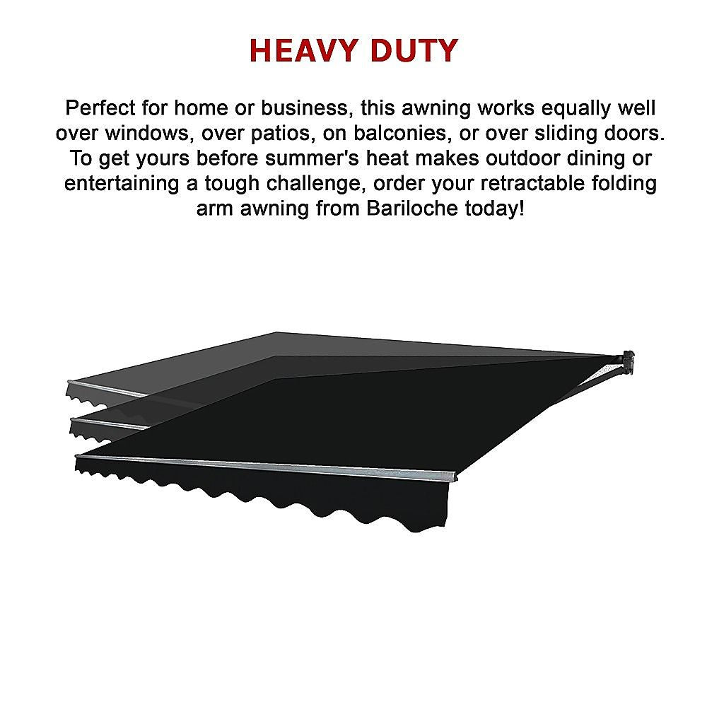 Outdoor Awning Folding Arm Retractable Sunshade Canopy 3.0m x 2.5m Black