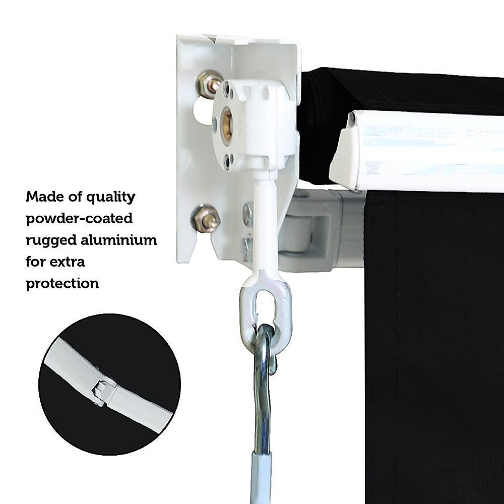 Outdoor Awning Folding Arm Retractable Sunshade Canopy 3.0m x 2.5m Black