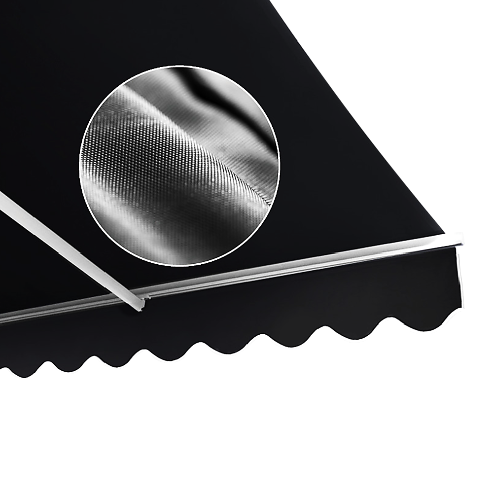 Outdoor Awning Folding Arm Retractable Sunshade Canopy 3.0m x 2.5m Black