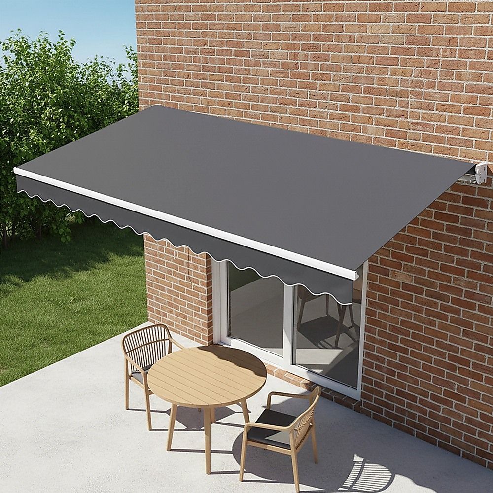 Outdoor Awning Folding Arm Retractable Sunshade Canopy 4.0m x 2.5m Grey