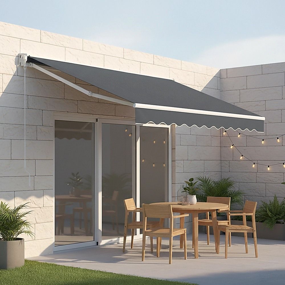 Outdoor Awning Folding Arm Retractable Sunshade Canopy 5.0m x 2.5m Grey
