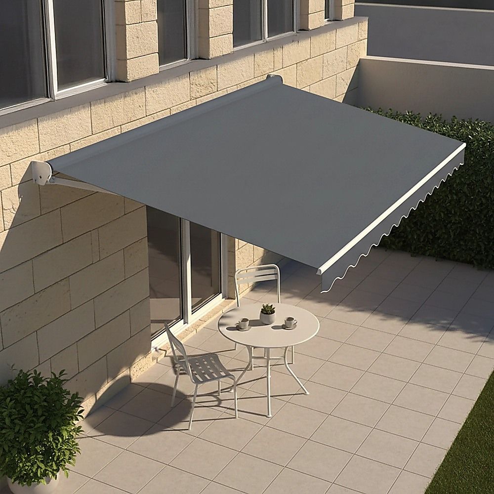 Outdoor Awning Folding Arm Retractable Sunshade Canopy 4.0m x 3.0m Grey