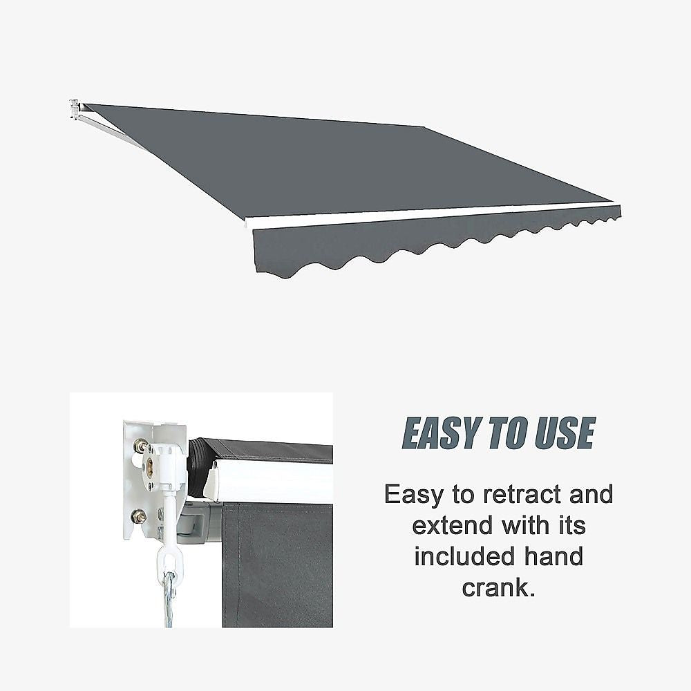 Outdoor Awning Folding Arm Retractable Sunshade Canopy 4.0m x 3.0m Grey