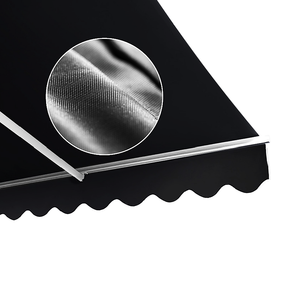 Outdoor Awning Folding Arm Retractable Sunshade Canopy 4.0m x 3.0m Black