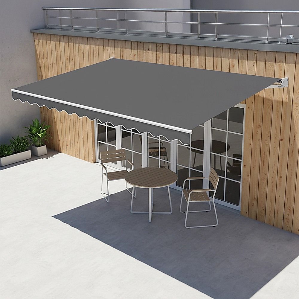 Outdoor Awning Folding Arm Retractable Sunshade Canopy 5.0m x 3.0m Grey