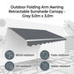Outdoor Awning Folding Arm Retractable Sunshade Canopy 5.0m x 3.0m Grey