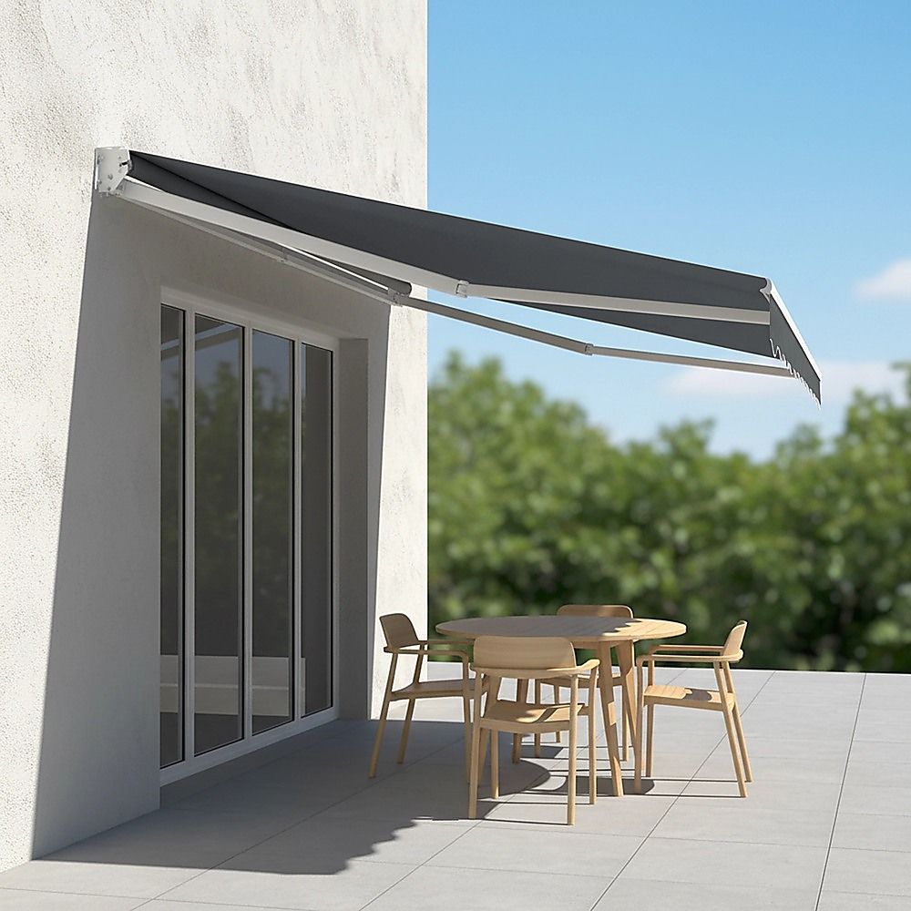 Outdoor Awning Folding Arm Retractable Sunshade Canopy 5.0m x 3.0m Grey