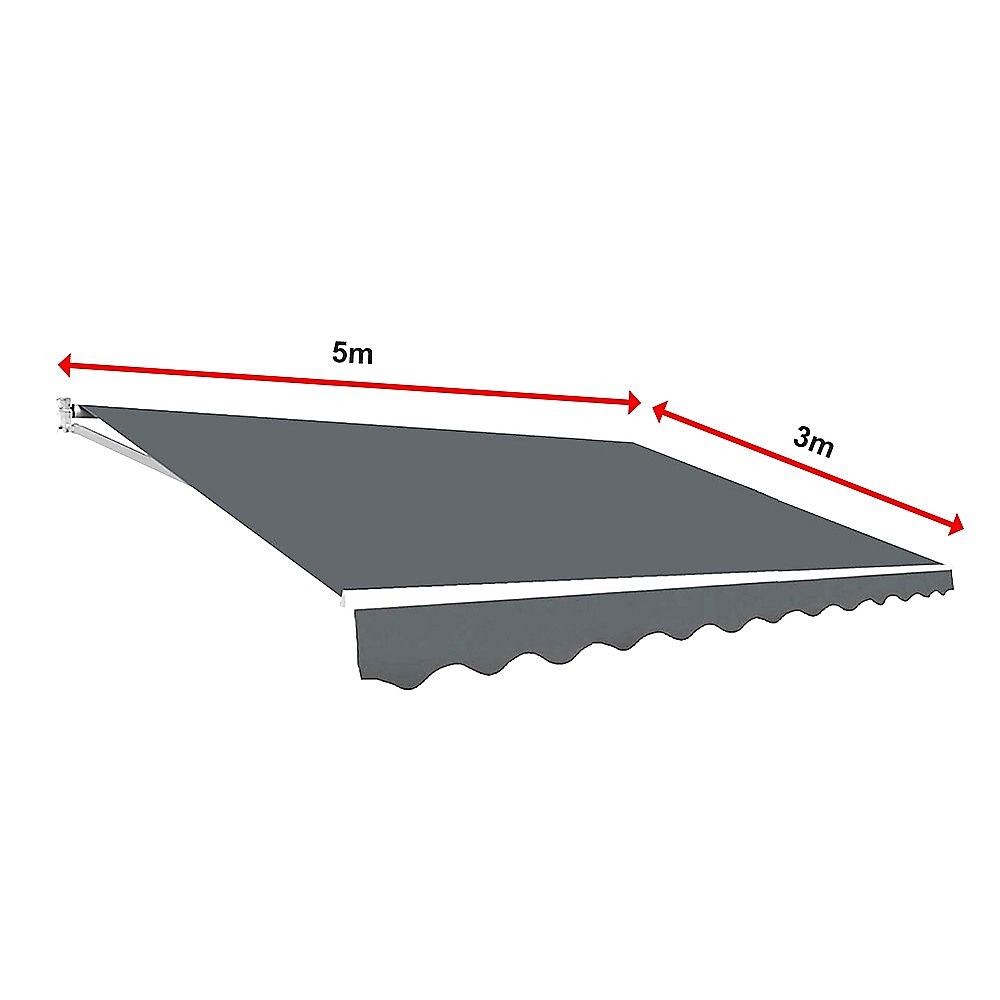 Outdoor Awning Folding Arm Retractable Sunshade Canopy 5.0m x 3.0m Grey