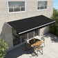Outdoor Awning Folding Arm Retractable Sunshade Canopy 5.0m x 3.0m Black