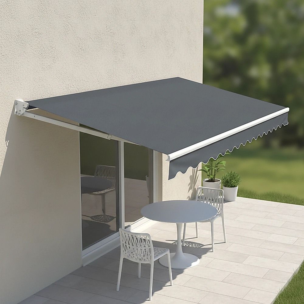Outdoor Awning Motorised Folding Arm Retractable Sunshade Canopy 3.0m x 2.5m Grey