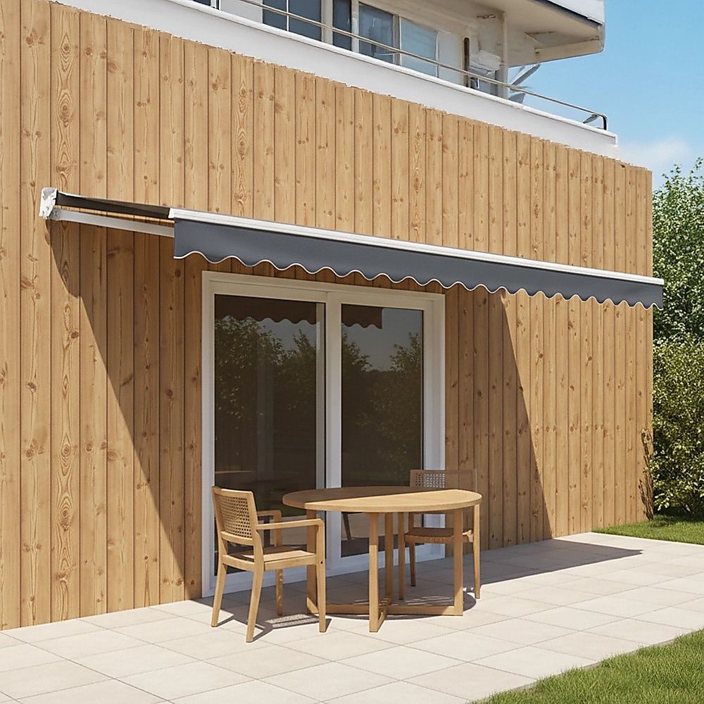 Outdoor Awning Motorised Folding Arm Retractable Sunshade Canopy 3.0m x 2.5m Grey