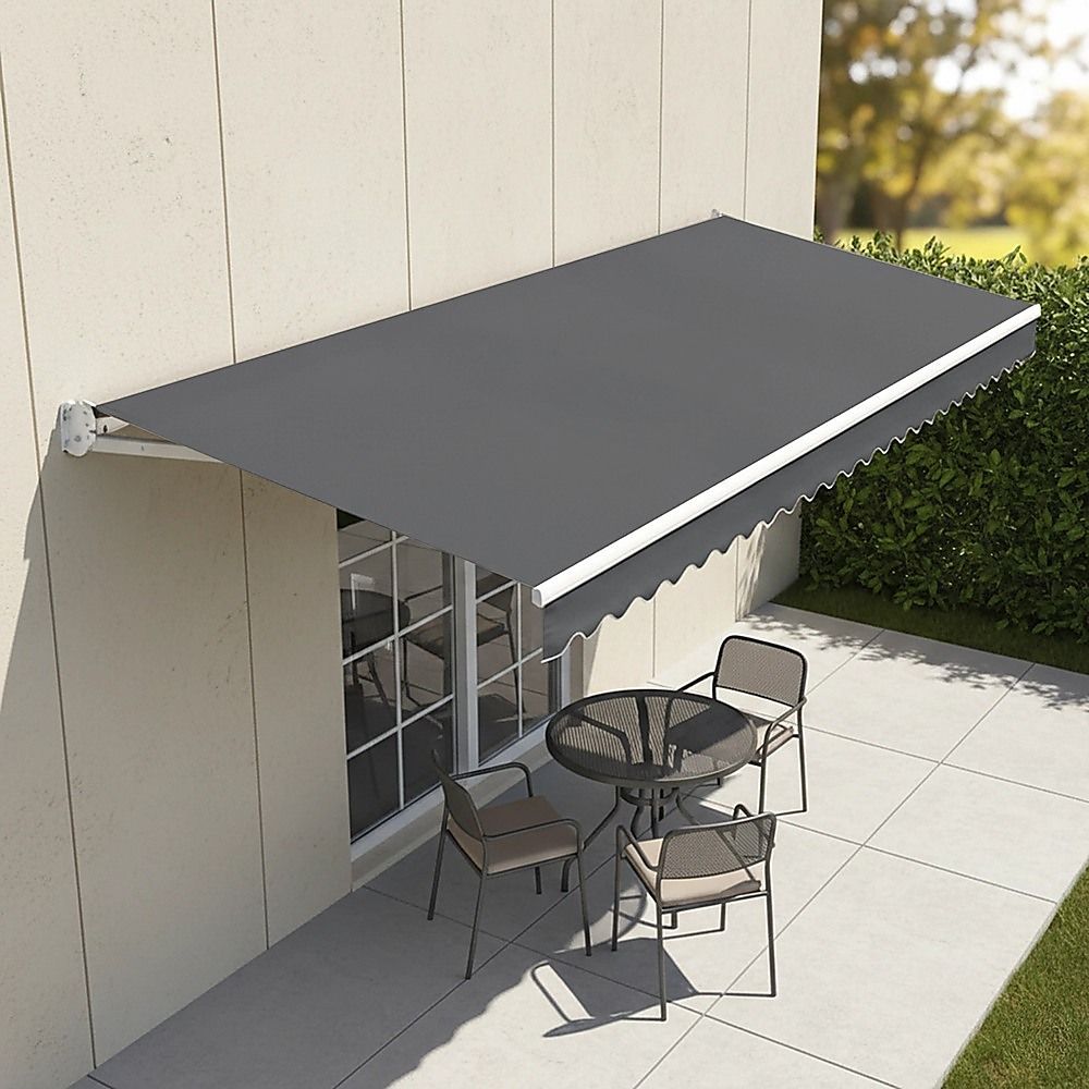 Outdoor Awning Motorised Folding Arm Retractable Sunshade Canopy 4.0m x 2.5m Grey