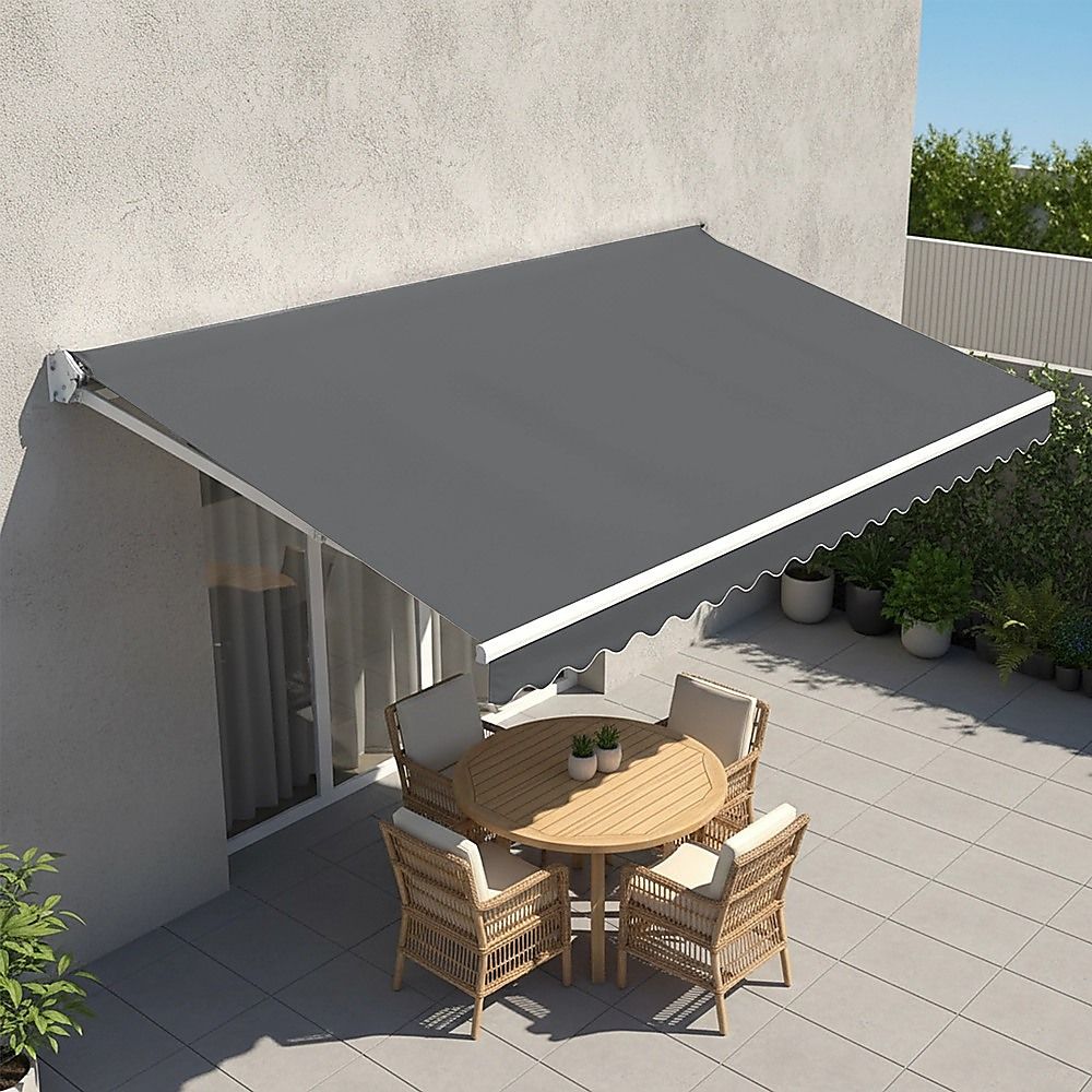 Outdoor Awning Motorised Folding Arm Retractable Sunshade Canopy 4.0m x 2.5m Grey