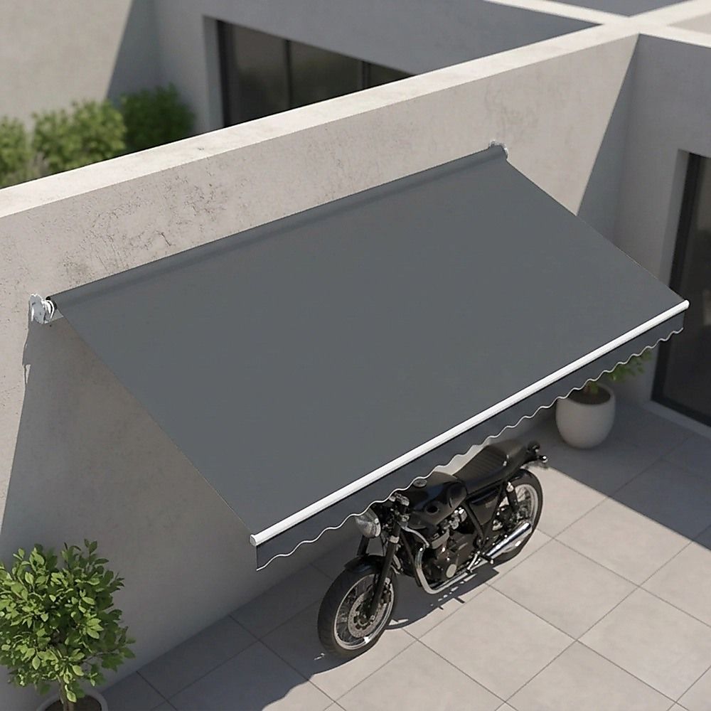 Folding Arm Awning Motorised Outdoor Retractable Sunshade Canopy Grey 4.0m x 3.0m